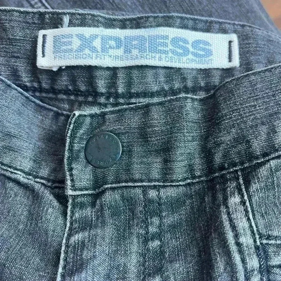 Vintage Express wider leg black washed jeans zipper both inner legs size 6 - Picture 8 of 9